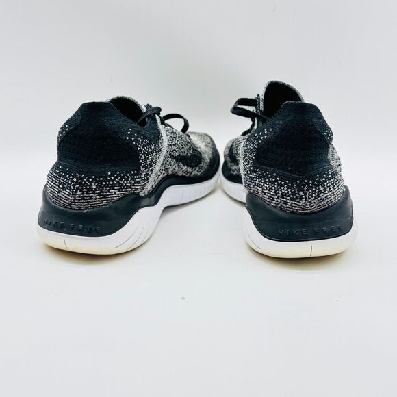 Nike Free RN Flyknit Womens 8 Gray Black White Oreo Running Shoes Sneakers - Picture 7 of 11